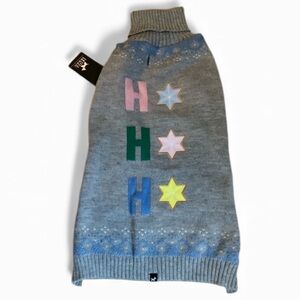HOTEL DOGGY Christmas Graphic Knit DOG Sweater Large Light Gray BRAND NEW SZ XL
